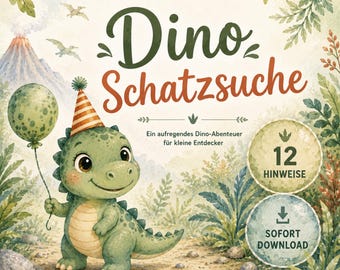 Chasse au trésor de dinosaures pour une fête d'anniversaire d'enfant – Mini chasse au trésor de dinosaures en extérieur pour les 4-6 ans, chasse au trésor de jardin (PDF), anniversaire de dinosaures