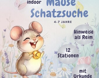 Mouse treasure hunt, mouse scavenger hunt to print, children's birthday party, indoor, 4 / 5 / 6 years, idea game birthday, spring, indoors