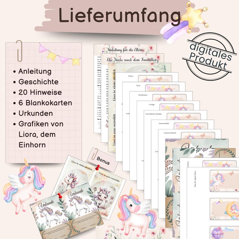 Unicorn Treasure Hunt Printable – Exciting scavenger hunt for the garden, children's birthdays & outdoor adventures for ages 4-8 with certificate, PDF image 2