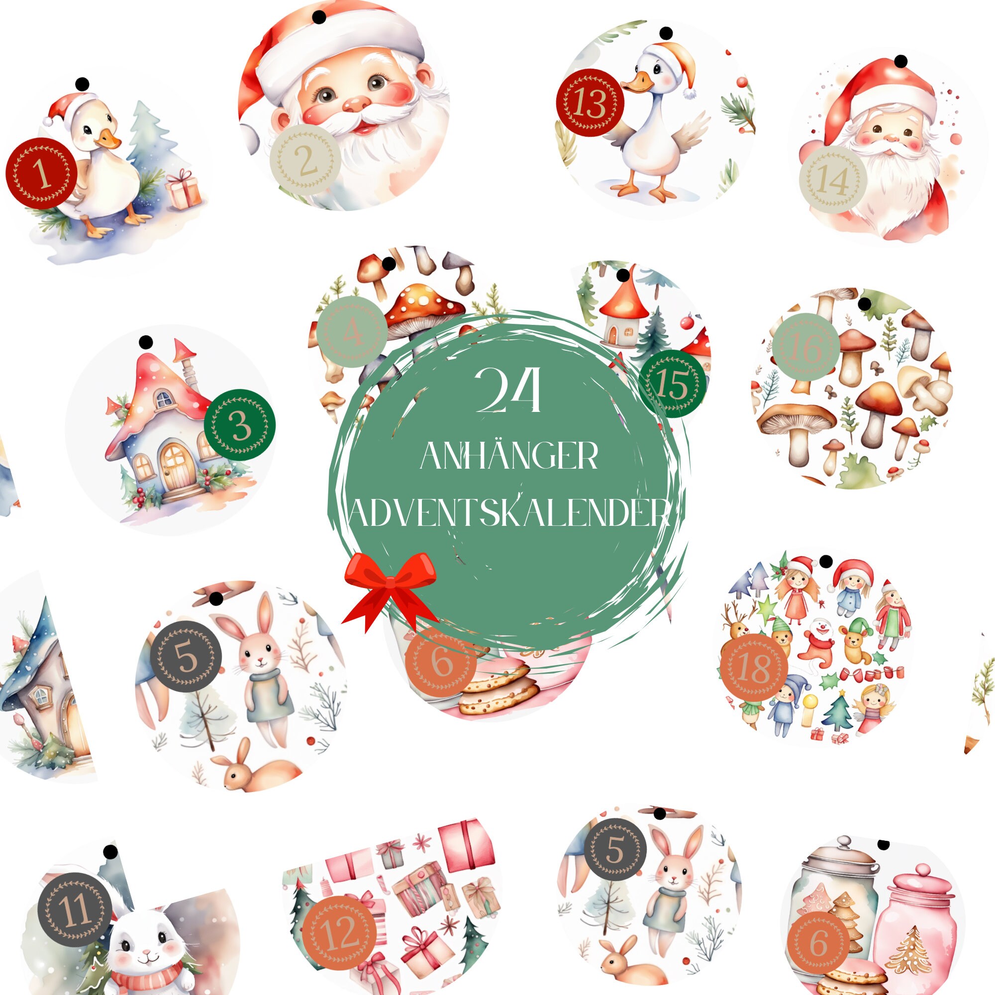 24 Pendant Advent Calendar Advent Calendar Children Etsy