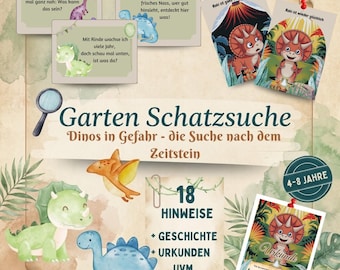 Chasse au trésor de dinosaures dans le jardin | Chasse au trésor à imprimer | Fête d'anniversaire d'enfants sur le thème des dinosaures, Préhistoire, 4-8 ans | Dinosaures d'extérieur | Extérieur, Certificat