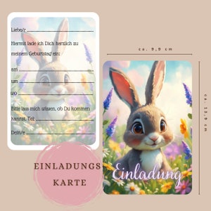 Einladung Kindergeburtstag, Geburtstagseinladung, Personalisierbar, 5/10 Einladungskarten, Hase, Geburtstag Kinder, Häschen, Din A6, Ostern