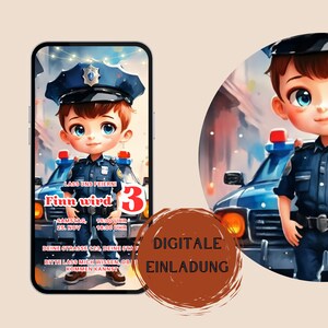 Invito WhatsApp, ecard, invito digitale, festa di compleanno per bambini polizia, poliziotto, invito personalizzato bambini, ragazzo, telefono cellulare, WhatsApp