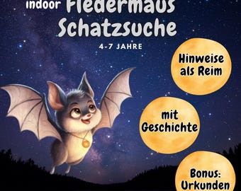 Bat treasure hunt, scavenger hunt to print, children's birthday party, indoor, 4 to 7 years, idea game birthday, adventure, indoors