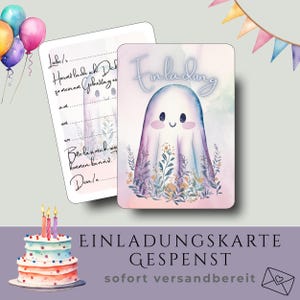 Einladung Kindergeburtstag Gespenst – Personalisierbar, Gruselige Geburtstagseinladung, Geist, Geburtstag, Halloween Party Deko, Kinder Part