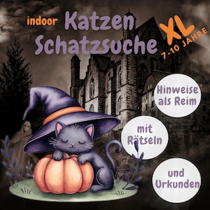 XL Cat Treasure Hunt, Halloween Scavenger Hunt to Print, Children&#39;s Birthday Party, Indoor, 7 8 9 10 Years, Birthday, Certificate, Game, PDF