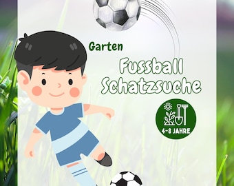 Football treasure hunt in the garden, printable scavenger hunt, football-themed children's birthday party, outdoor, ages 4, 5, 6, 7, 8, birthday game idea, outdoors