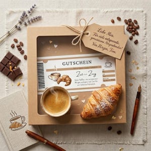 Utskrivbar frukostkupong | Tid istället för saker-present | Kupongmall | Upplevelsekupong | Redigerbar Canva | Sista minuten-present