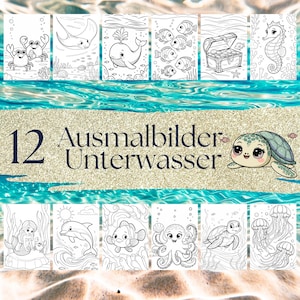 Underwater coloring pages, children, painting, crafts, DIY, party favors, coloring pages, coloring, gift, birthday, underwater world, ocean, sea