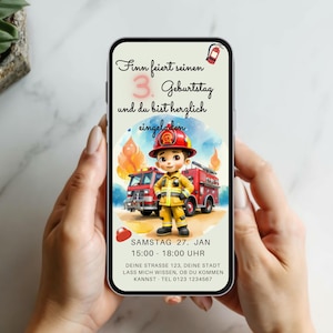 Convite Whatsapp, ecard, convite digital, aniversário infantil corpo de bombeiros, bombeiros, convite personalizado infantil, menina, menino, celular