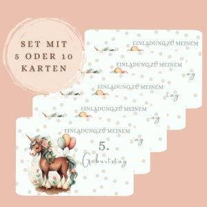Einladung Kindergeburtstag, Geburtstagseinladung, Einhorn, Einladungskarten, Geburtstag Kinder, Karten, 1. Geburtstag, Boho, Personalisiert bild 3