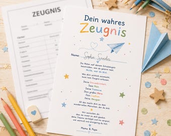 Dein wahres Zeugnis | Geschenk zum Zeugnis | Mutmacher Kind | Belohnung für gute Noten | Zeugnistag Grundschule | PDF zum Ausdrucken