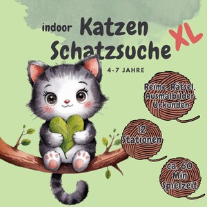 XL Cat Treasure Hunt, Cat Scavenger Hunt, Children&#39;s Birthday Party, Certificate, Indoor, 4-7 Years, Idea Games Birthday, Digital, Kitten