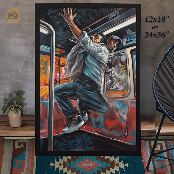 Twin Soul - NYC Subway Hip Hop Breakdancing Art Retro 80s Style Rolled Poster - KUDAAN ART