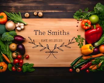 Custom Cutting Board, Engraved Bamboo Wedding Cutting Board, Engraved Anniversary Gift, Personalized Wedding Gift,Custom Wooden Chopping