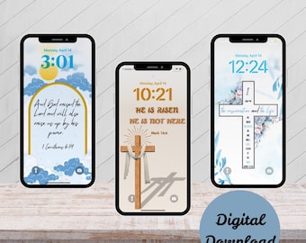 Fondo de pantalla con versículos bíblicos / Paquete de 3 fondos de pantalla cristianos para teléfono / Basado en la fe / Descarga instantánea l Digital