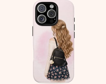 Funda para teléfono con diseño de mochila para niña