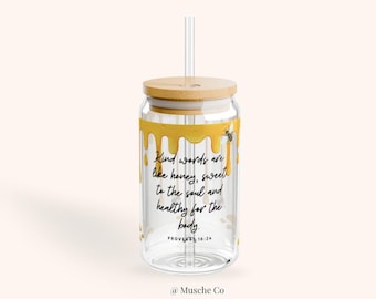 Vaso para sorber con verso de escritura con goteo de miel