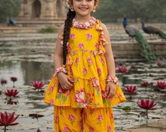 Azhagi Kids Punjabi Suit Sleeveless with Afgan Pants
