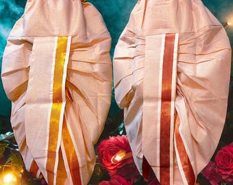 Kids Dhoti Pants: Tissue Zari Cotton, Indian Festive Wear (1-10 years)