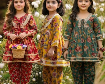 Traje punjabi para niñas, pantalones dhoti