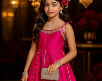 Luxe Pink Kinder Punjabi Anzug Salwar Kamiz Kinder Indianer Kleidung