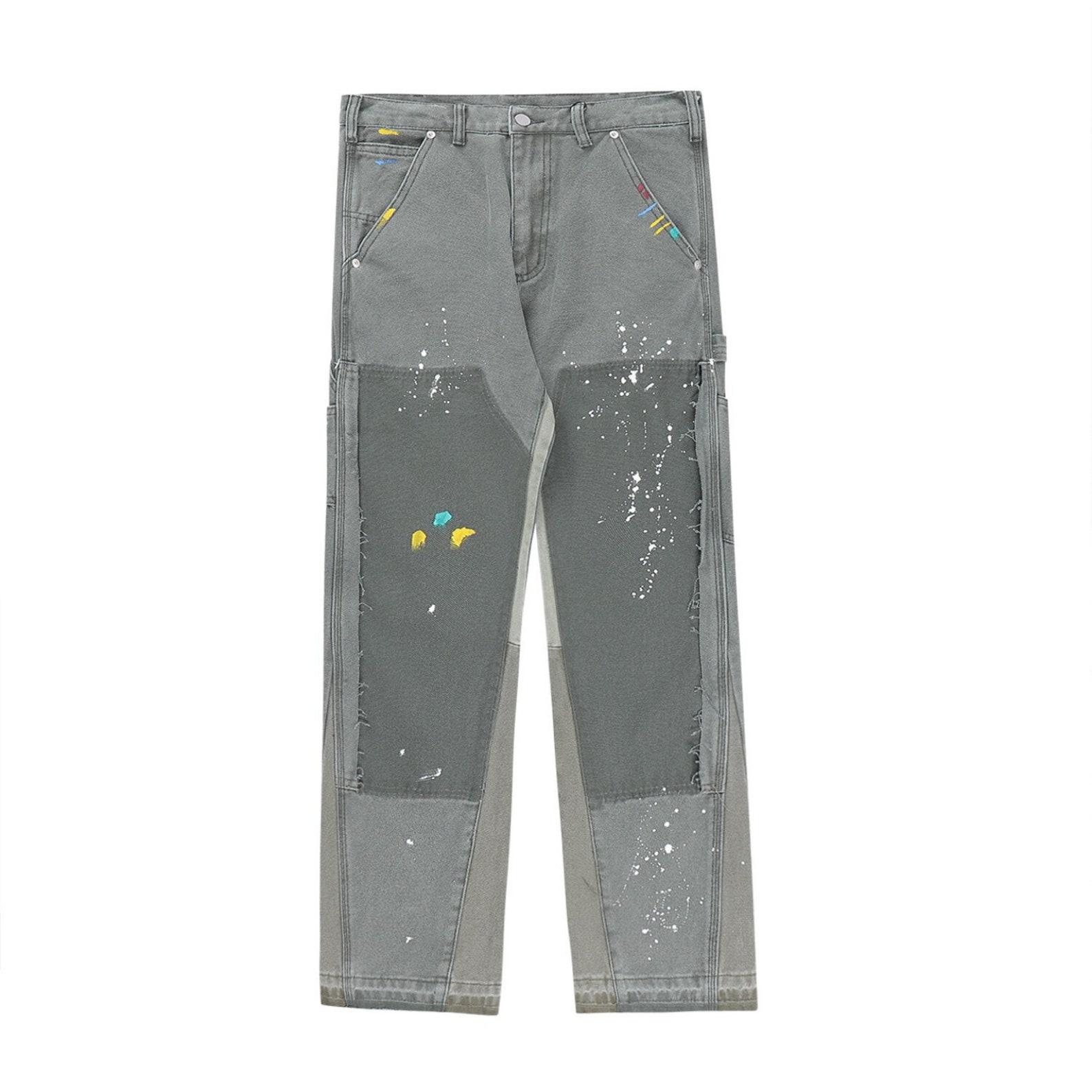 Flared Jeans Paint Splatter Wide Leg Denim Pants Mens Flare Etsy