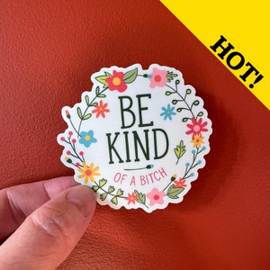 Be Kind of a bitch | vinyl, funny, pretty, subtle, adult humor, laptop decal, water bottle sticker, gag gift, prank, smart ass, waterproof