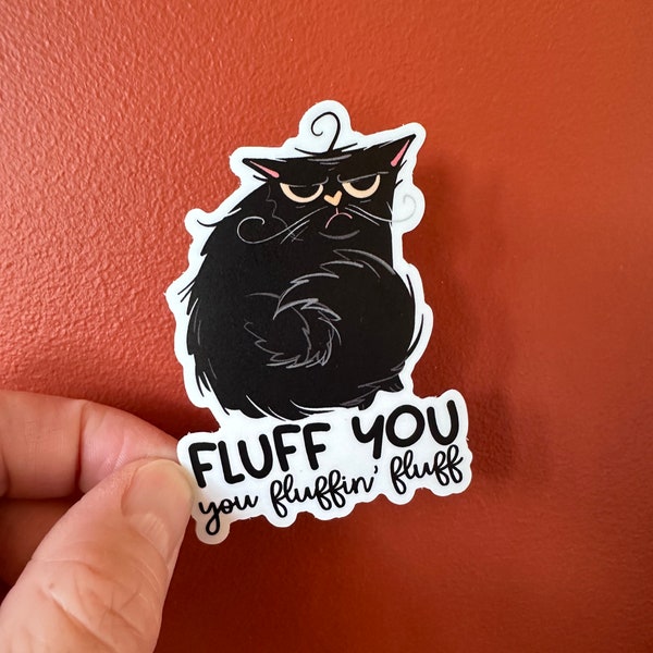 Fluff You You Fluffin' Fluff vinyl sticker, funny, Fluff You Sticker, Sarcastic Sticker, laptop decal, water bottle sticker, smart ass, cat