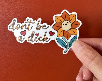 Don't be a Dick sticker | vinyl, funny, cute, adult humor, laptop decal, water bottle sticker, gag gift, prank, smart ass