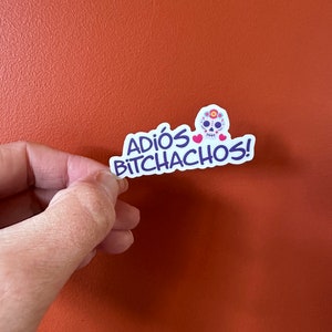 Adios Bitchachos | Vinil, Adesivos decalque, Mini adesivos, Pacote de adesivos, Adesivos de garrafa de água, Telefone, Fofo, Adesivo do Dia dos Mortos, Sassy