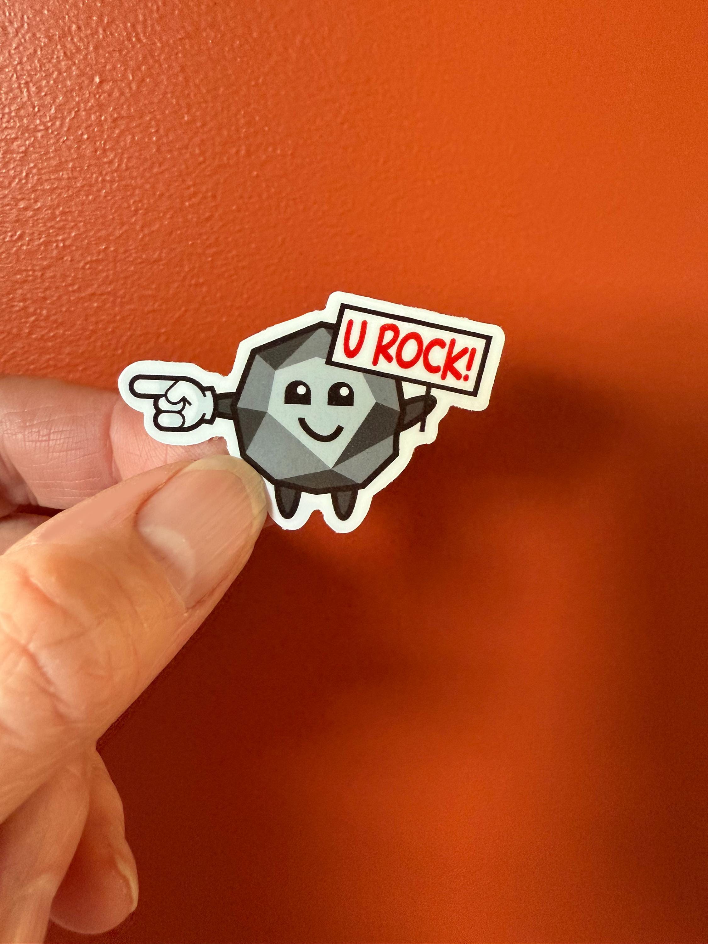 U rock vinyl sticker, funny, laptop decal, water bottle sticker, vinyl, gag, tiny sticker, you rock, positive vibe, affirmation, happy, cool