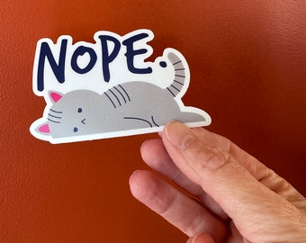 NOPE. Vinyl sticker, cat, funny, subtle, adult humor, laptop decal, water bottle sticker, gag gift, prank, smart ass, decal, waterproof