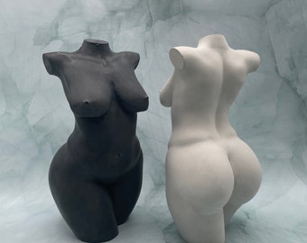 Concrete Woman Torso Statue 18-20cm Tall  | 6.5in-8in Tall Curvy Goddess Sculpture| Body Shaped Art | Bookend