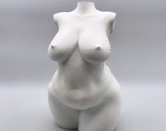 Customizable Concrete Woman Torso Statue 20cm Tall  | 8in Tall Curvy Goddess Sculpture| Body Shaped Art | Bookend | Gift for her