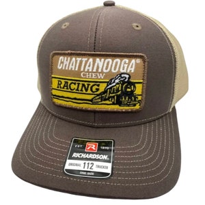 Chattanooga Chewing Toobacco NASCAR Racing Hat Richardson 112 Trucker SnapBack Cap Vintage Style Patch Throwback Brown