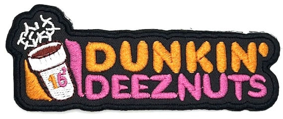 Dunkin Deeznuts Funny Adult Humor Vintage Style Retro Sew Iron Patch Hat Cap