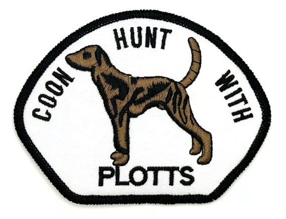 Coon Hunt With Plotts Hunting Dog Patch Black Iro… - image 1