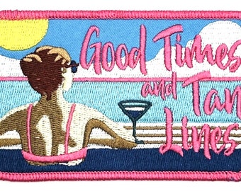 Good Times And Tan Lines Girls Womens Pink Throwback Brand Patch Cap Hat Iron On