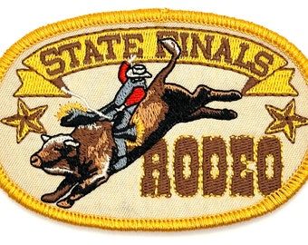 Parche termoadhesivo para sombrero de vaquero de carreras de rodeo de las finales estatales, estilo retro vintage