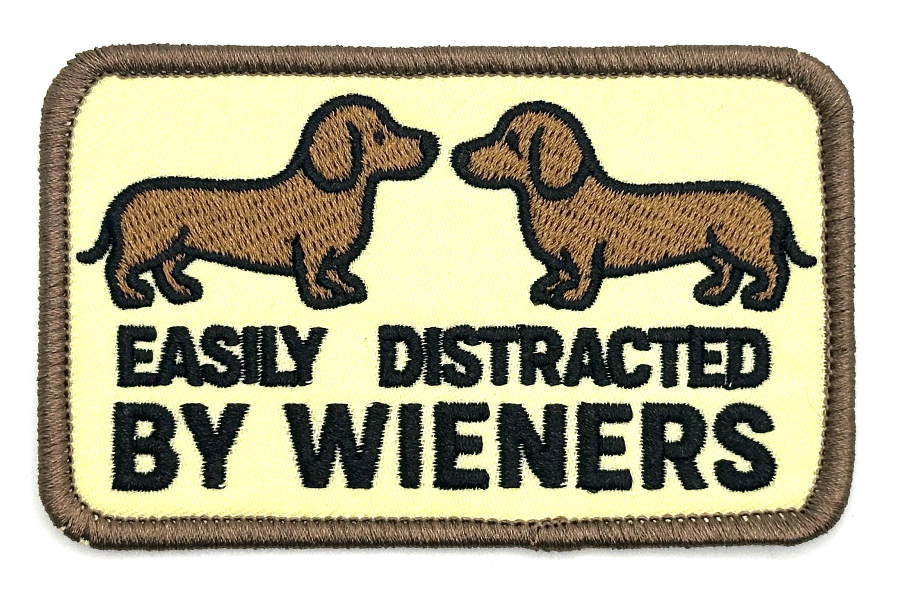 Easily Distracted By Wieners Humorous Dog Funny Vintage Style Patch Cap Hat