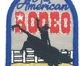 All American Rodeo Racing Cowboy Sew Iron On Hat Patch Retro Vintage Style