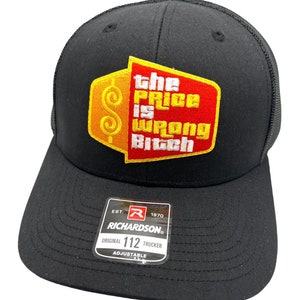 Il prezzo è sbagliato, giusto, divertente, umorismo per adulti, Richardson 112 Trucker Snapback Hat Cap, stile vintage, toppa, ritorno al passato