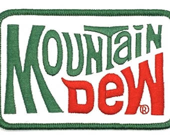 Mountain Dew Patch Retro Vintage Style Sew Iron On Cap Hat Jacket Soda Pop Coke