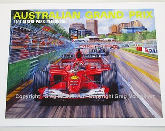 2001 Australian Grand Prix Poster, Formula 1 F1, Qantas Melbourne 