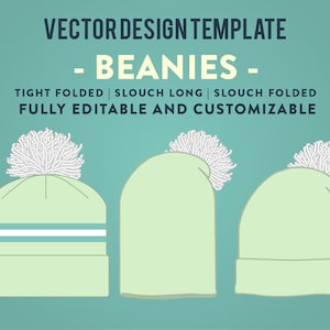 Berretti - Modello di disegno vettoriale personalizzabile per Adobe Illustrator / Linee di cucito, chiusure e toppe del mondo reale