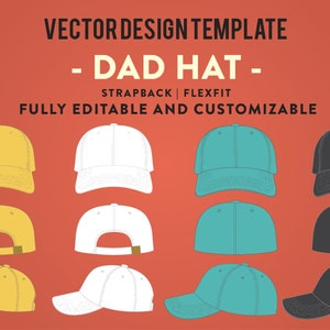 Dad Hat - Customizable Vector Design Template for Adobe Illustrator | Real-World Sewing Lines, Closures & Patches