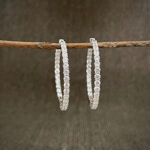 Große Diamant-Creolen, extra große Zirkonia-Creolen, große Innen-Außen-Creolen, simulierte Diamant-Ohrringe, große silberne CZ-Creolen