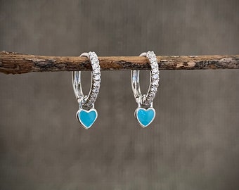 Silver Heart Earrings, Dainty Heart Earrings, Huggie Heart Earrings, Earrings For Girls, Sterling Silver Heart Earrings, Minimalist Earrings