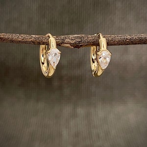 Diamond Hoop Earrings, CZ Huggie Earrings, Diamond Earrings,  Diamond Huggies, Small Hoop Earrings, Huggie Hoop Earrings, Gold Hoops,